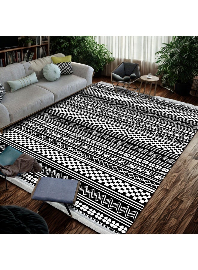 SMART HOME Large padded floor mat with a soft velvet surface and non-slip backing - Living room rug - Majlis rug - Lounge rug - Luxurious decorative rug - Elegant rug with modern patterns for living rooms and majlis - Size 350x250 cm - Suitable for everyday use and entertaining - Image 4